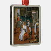 Das Geschäft des Friseurs mit Affen und Katzen Silbernes Ornament (Rechts)