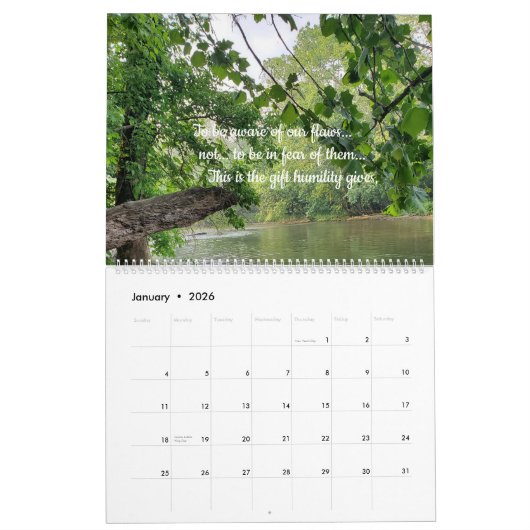 Das Geschenk Bescheidenheit gibt den Kalender (Jan 2026)