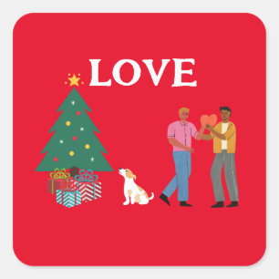 DAS GESCHENK DER LIEBE  MR UND MR WEIHNACHTEN  QUADRATISCHER AUFKLEBER