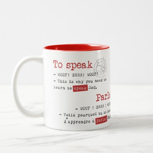 Das Geschenk der Zungen. Le ziehen DES langues. an Zweifarbige Tasse (Links)