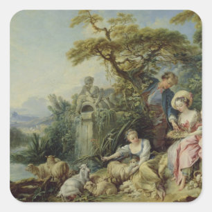 Das Geschenk des Hirten oder das Nest Quadratischer Aufkleber