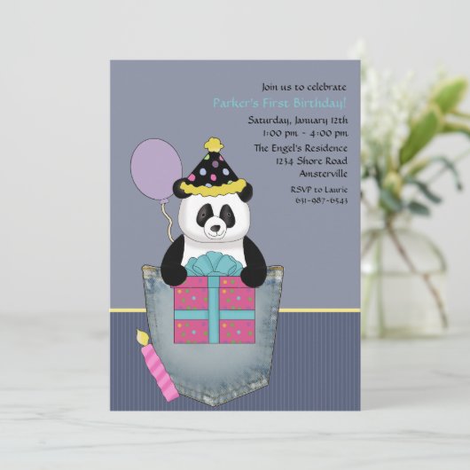 Das Geschenk des Taschen-Pandas - Einladung (Stehend Vorderseite)