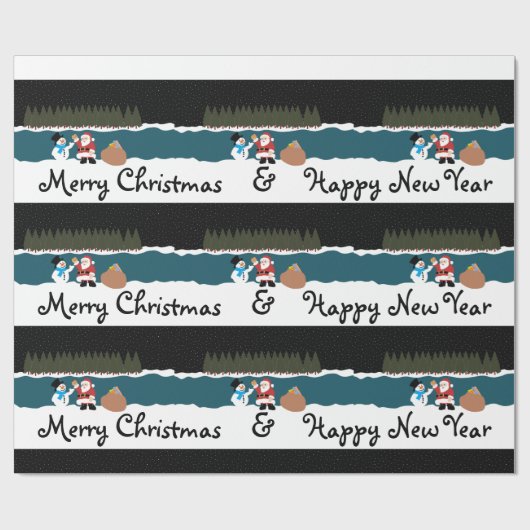 Das Geschenk des Weihnachtsmanns an das Schneemann Geschenkpapier (Flach)
