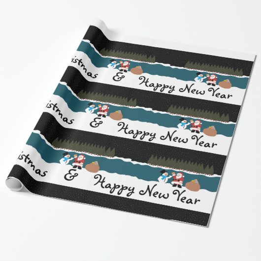 Das Geschenk des Weihnachtsmanns an das Schneemann Geschenkpapier (Ungerollt)