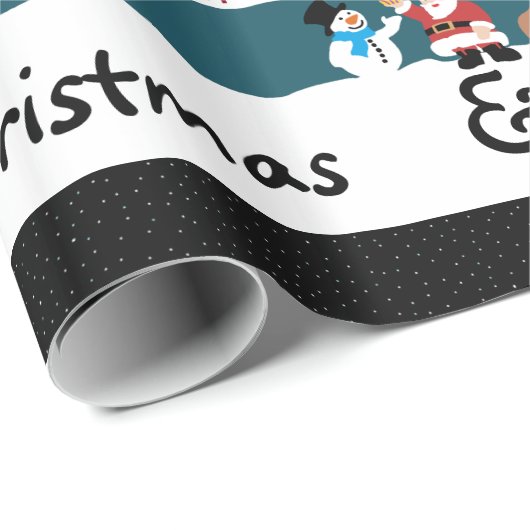 Das Geschenk des Weihnachtsmanns an das Schneemann Geschenkpapier (Rolleneckpunkt)