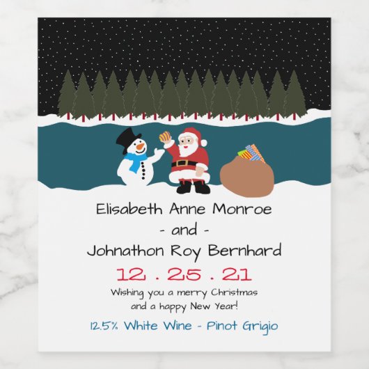 Das Geschenk des Weihnachtsmanns an das Weinetiket Weinetikett (Einzelnes Label)
