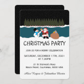 Das Geschenk des Weihnachtsmanns an die Schneemann Einladung (Vorne/Hinten)