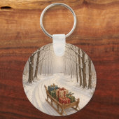 Das Geschenk des Winterwaldes Schlüsselanhänger (Rückseite)