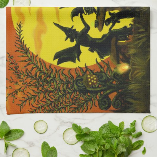 Das Geschirrtuch der Halloween-Hexefee (Gefaltet)