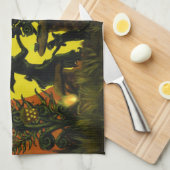 Das Geschirrtuch der Halloween-Hexefee (Viertel Falte)