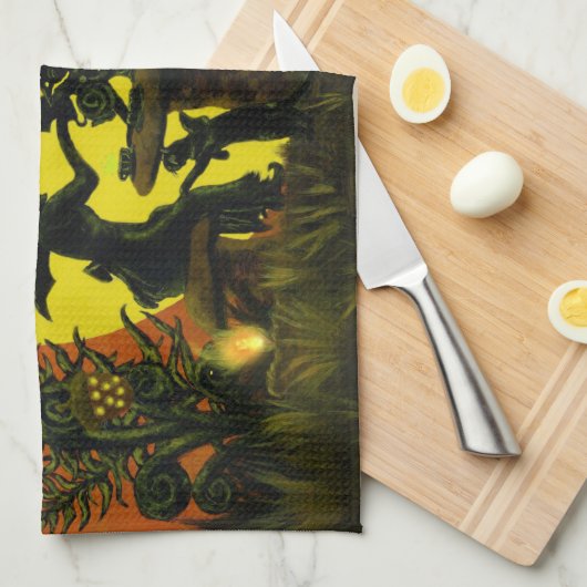 Das Geschirrtuch der Halloween-Hexefee (Viertel Falte)