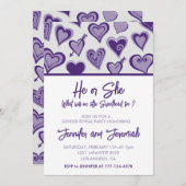 Das Geschlecht am Valentinstag enthüllt Liebesherz Einladung (Vorne/Hinten)