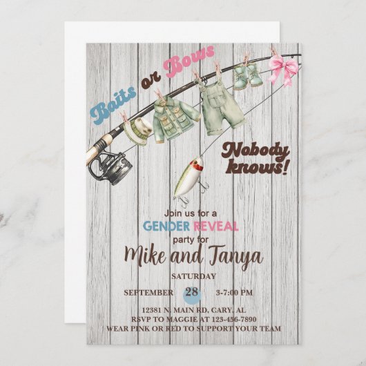 Das Geschlecht der Baits oder Bows offenbart Einla Einladung (Vorne/Hinten)