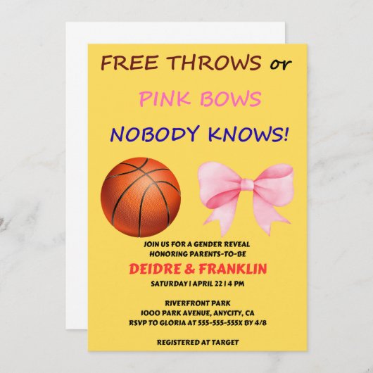 Das Geschlecht der Freien Pfeile oder rosa Bögen o Einladung (Vorne/Hinten)