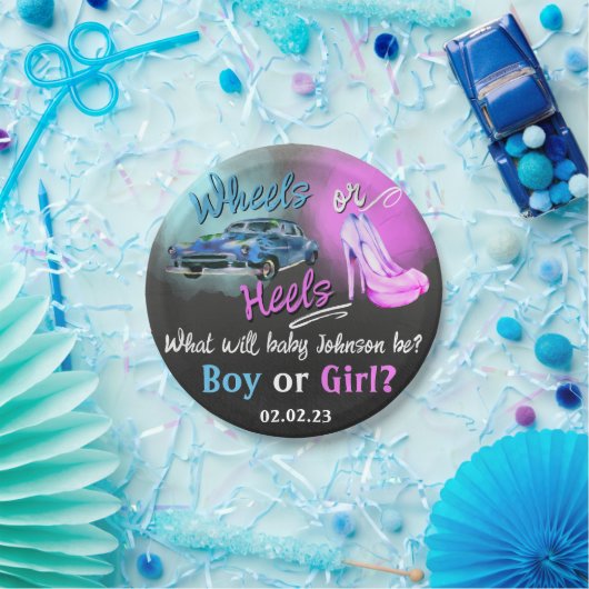 Das Geschlecht der Heels oder Räder zeigt die Papi Pappteller (Party)