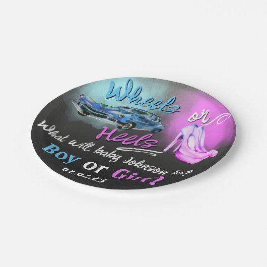 Das Geschlecht der Heels oder Räder zeigt die Papi Pappteller (Schrägansicht)