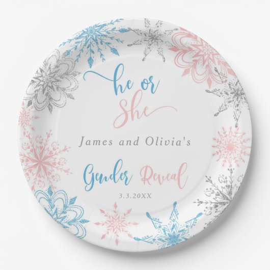 Das Geschlecht der Schneeflocken offenbart Pappteller (Vorderseite)