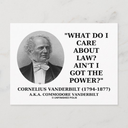 Das Gesetz Got nicht den Power (Cornelius Vanderbi Postkarte (Vorderseite)