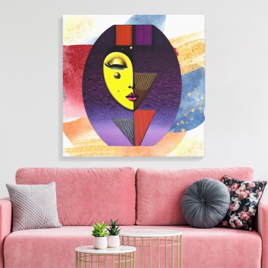 "Das Gesicht der Frau" Abstrakte Mauer Kunst in de Leinwanddruck (Insitu (Wohnzimmer))