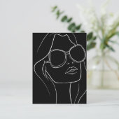 Das Gesicht der Frau in der Sonnenbrille Line Art  Postkarte (Stehend Vorderseite)