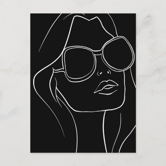 Das Gesicht der Frau in der Sonnenbrille Line Art  Postkarte (Vorderseite)