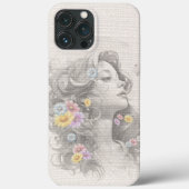 Das Gesicht der Frau mit Blume Burlap-Effekt Case-Mate iPhone Hülle (Rückseite)