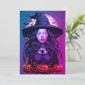 Das Gesicht der Hole Halloween-Hexe Einladung (Stehend Vorderseite)