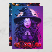 Das Gesicht der Hole Halloween-Hexe Einladung (Vorne/Hinten)
