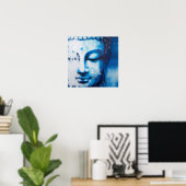 Das Gesicht des Buddha in Blau | Digital Art Poste Poster (Heimbüro)