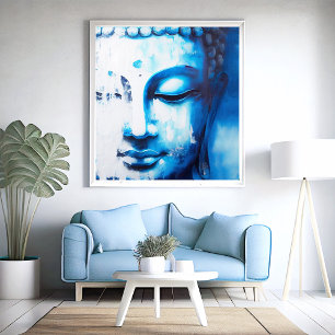 Das Gesicht des Buddha in Blau   Digital Art Poste Poster