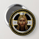 Das Gesicht des christlich-orthodoxen Schwarzen Sy Button (Vorne & Hinten)