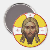 Das Gesicht des christlich-orthodoxen Symbols Magnet (Vorderseite/Rückseite)
