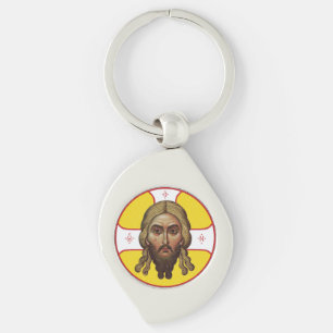 Das Gesicht des christlich-orthodoxen Symbols Schlüsselanhänger