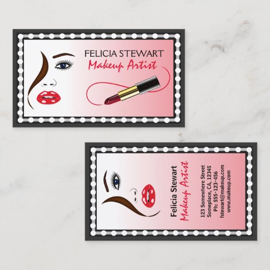 Das Gesicht des Mirror Makeup Künstlerkosmetologen Visitenkarte (Vorne/Hinten)