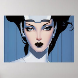 Das Gesicht einer Cyborg-Airbrush-Malerei Poster