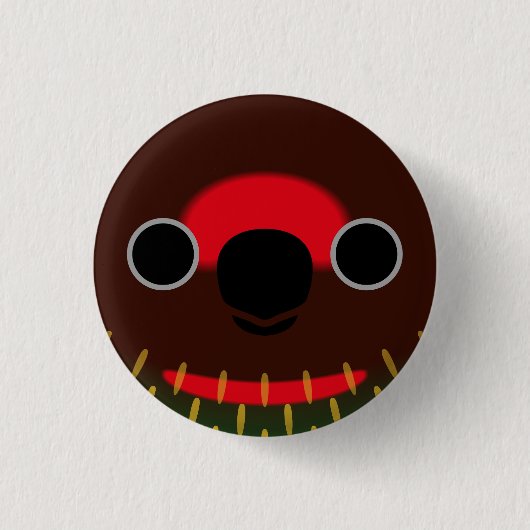Das Gesicht einer gelb getragenen Lory Button (Vorderseite)