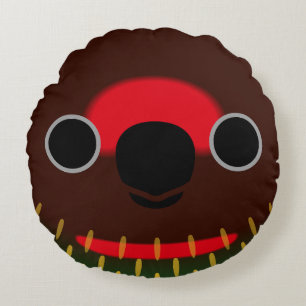 Das Gesicht einer gelb getragenen Lory Rundes Kissen