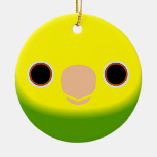 Das Gesicht einer gelben Amazone Keramik Ornament