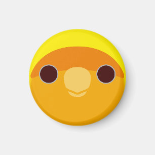 Das Gesicht einer orangefarbenen, pfirsichfarbenen Magnet