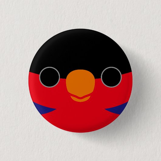 Das Gesicht einer schwarz gekappten Lory Button (Vorderseite)
