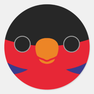 Das Gesicht einer schwarz gekappten Lory Runder Aufkleber