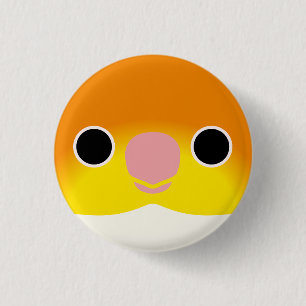 Das Gesicht einer weißen Kaike Button