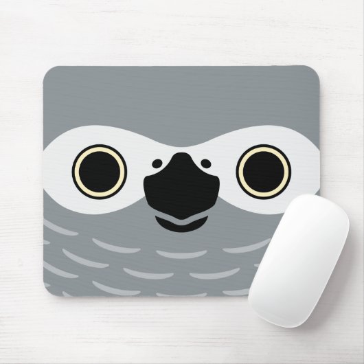Das Gesicht eines Afrikanischen Graupapageis Mousepad (Mit Mouse)