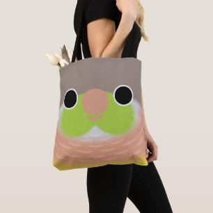 Das Gesicht eines Ananasgrünen Backen-Sittichs Tasche