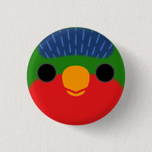 Das Gesicht eines blauen Loriketts Button