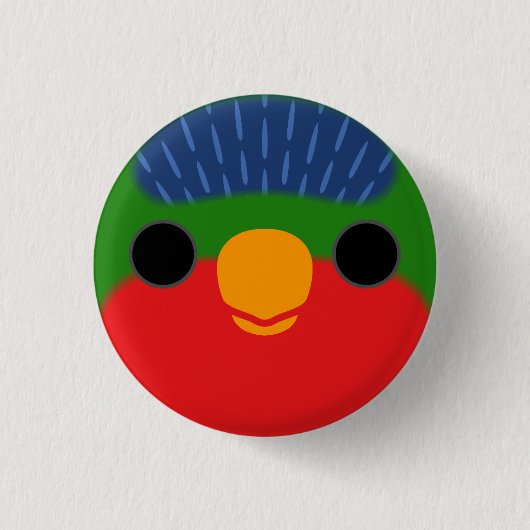 Das Gesicht eines blauen Loriketts Button (Vorderseite)