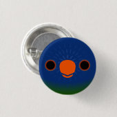 Das Gesicht eines blauen Loriketts Button (Vorne & Hinten)