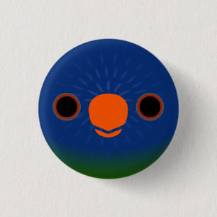 Das Gesicht eines blauen Loriketts Button