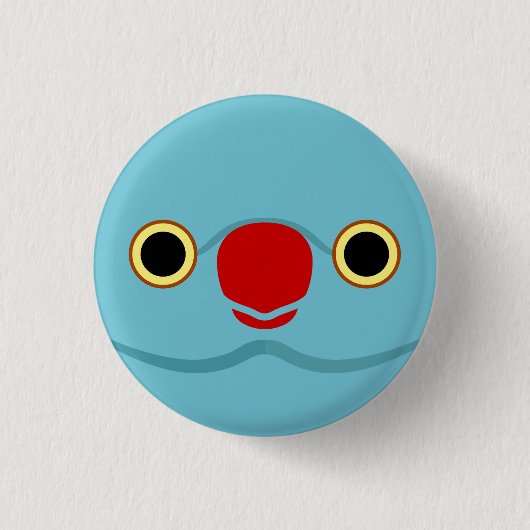Das Gesicht eines blauen, von Rose umringten Parke Button (Vorderseite)