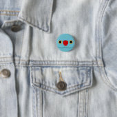 Das Gesicht eines blauen, von Rose umringten Parke Button (Beispiel)